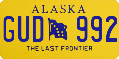 AK license plate GUD992