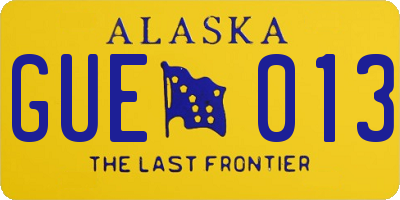 AK license plate GUE013