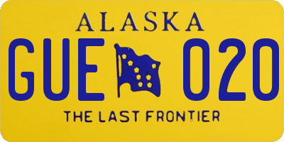 AK license plate GUE020