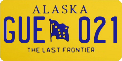 AK license plate GUE021