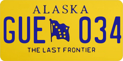 AK license plate GUE034