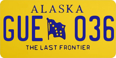 AK license plate GUE036