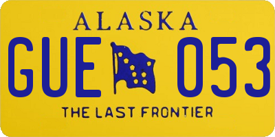AK license plate GUE053