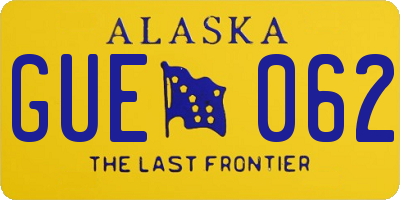 AK license plate GUE062