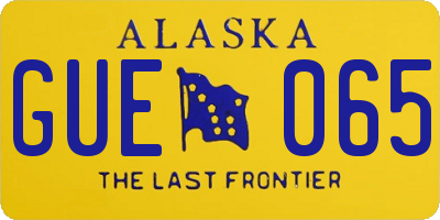 AK license plate GUE065