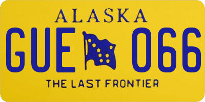 AK license plate GUE066