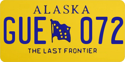 AK license plate GUE072