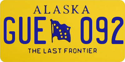 AK license plate GUE092