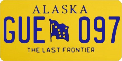 AK license plate GUE097