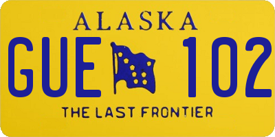 AK license plate GUE102