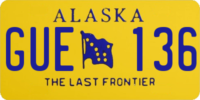 AK license plate GUE136