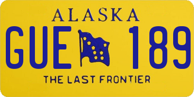 AK license plate GUE189