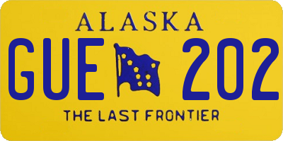 AK license plate GUE202