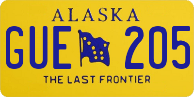 AK license plate GUE205