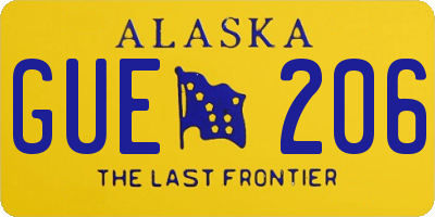 AK license plate GUE206