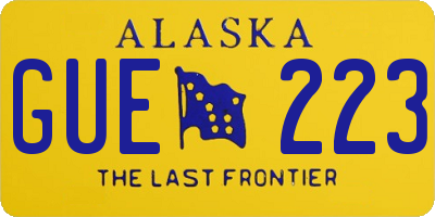 AK license plate GUE223