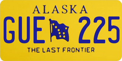 AK license plate GUE225