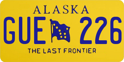 AK license plate GUE226