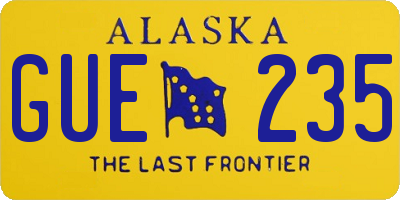 AK license plate GUE235