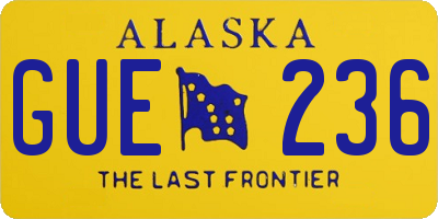 AK license plate GUE236