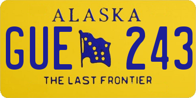 AK license plate GUE243