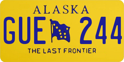 AK license plate GUE244