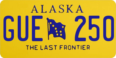 AK license plate GUE250