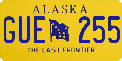 AK license plate GUE255