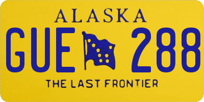 AK license plate GUE288