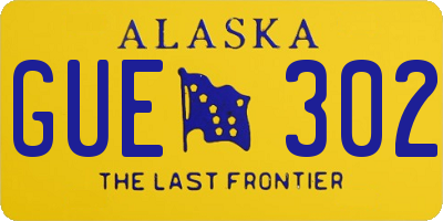 AK license plate GUE302