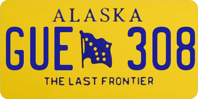 AK license plate GUE308