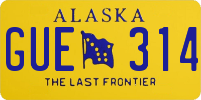 AK license plate GUE314