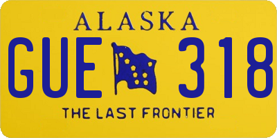 AK license plate GUE318