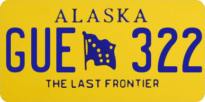 AK license plate GUE322