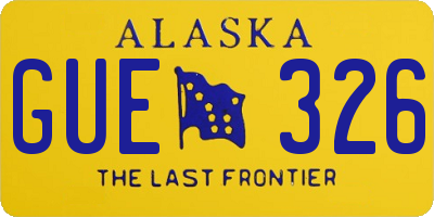 AK license plate GUE326