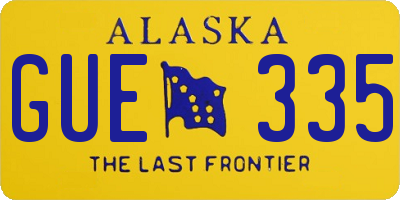 AK license plate GUE335