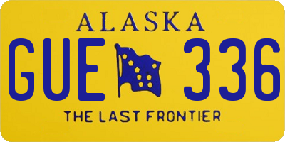 AK license plate GUE336