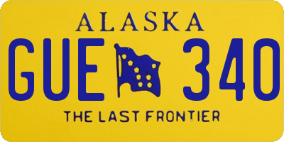 AK license plate GUE340