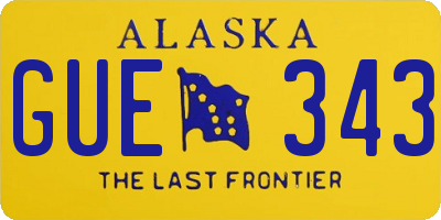 AK license plate GUE343