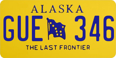 AK license plate GUE346