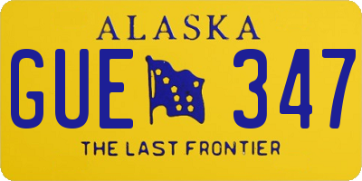 AK license plate GUE347