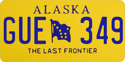 AK license plate GUE349