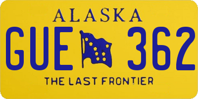 AK license plate GUE362