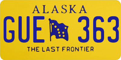 AK license plate GUE363