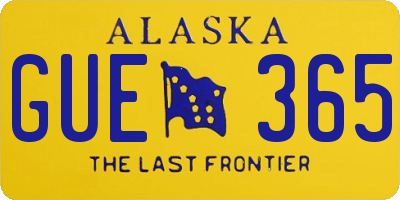 AK license plate GUE365