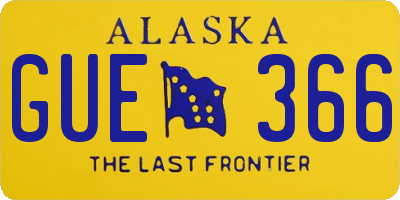 AK license plate GUE366