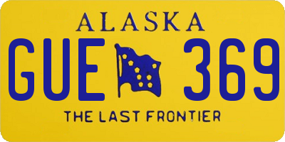 AK license plate GUE369