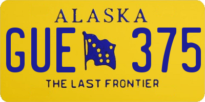 AK license plate GUE375