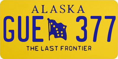 AK license plate GUE377