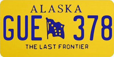 AK license plate GUE378